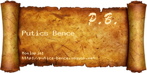Putics Bence névjegykártya